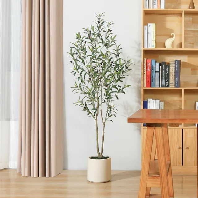 Add Greenery to Your Space: 5FT Artificial Muti-Trunk Olive Tree Plants with 8.6 inches Large White Planter by DR.Planzen – Now $49.99