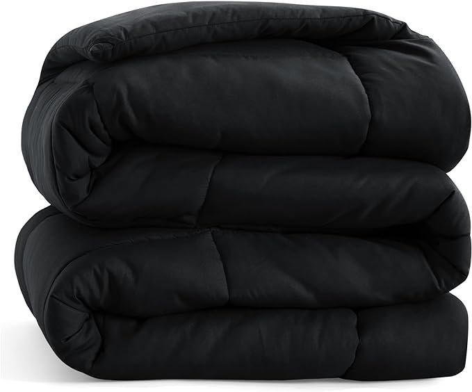 Bedsure Comforter Duvet Insert – Quilted Comforters Twin Size, All Season Duvet, Down Alternative Bedding Comforter with Corner Tabs(Black,Twin 88″x68″)