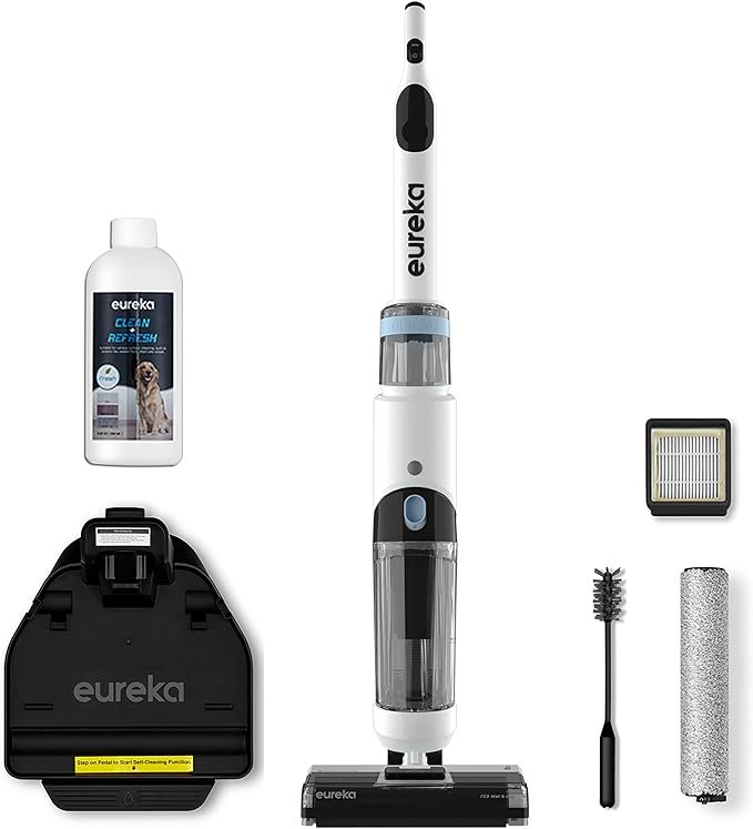 Eureka Cordless Wet Dry One Hard Floor Cleaner with Self System, Vacuum Mop for Multi-Surfaces, Perfect for Cleaning Sticky Messes, NEW500, White