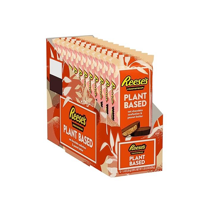 REESE’S Plant Based Oat Chocolate Confection Peanut Butter Cups, Candy Packs, 1.4 oz (12 Count)