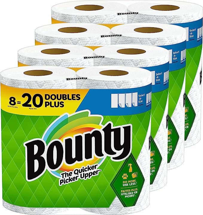 Stock Up on Cleaning Essentials: Bounty Select-A-Size Paper Towels – 8 Double Plus, 18 Regular Rolls for $16.85 with Free Shipping from Amazon!