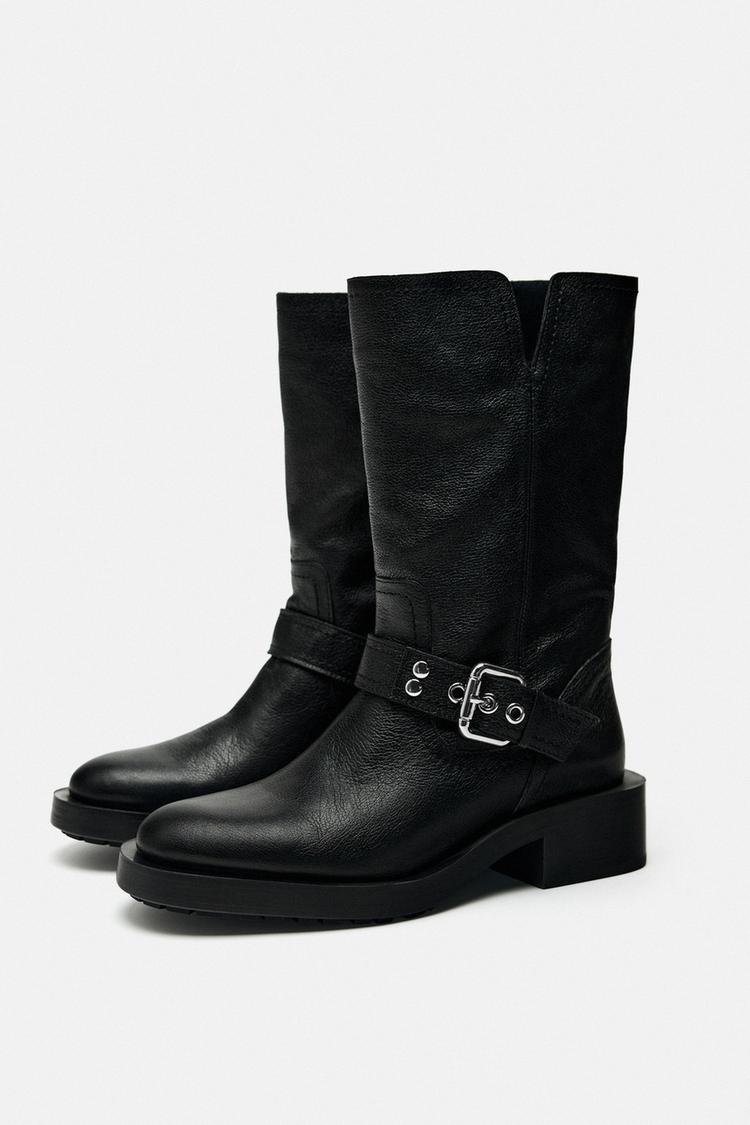Step into Style! ZARA’s LEATHER BIKER BOOTS are now available. Elevate your look with these chic and versatile boots