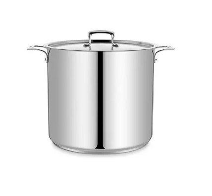 Stockpot – 24 Quart – Brushed Stainless Steel – Heavy Duty Induction Pot with Lid and Riveted Handles – For Soup, Seafood, Stock, Canning and for Catering for Large Groups and Events by BAKKEN