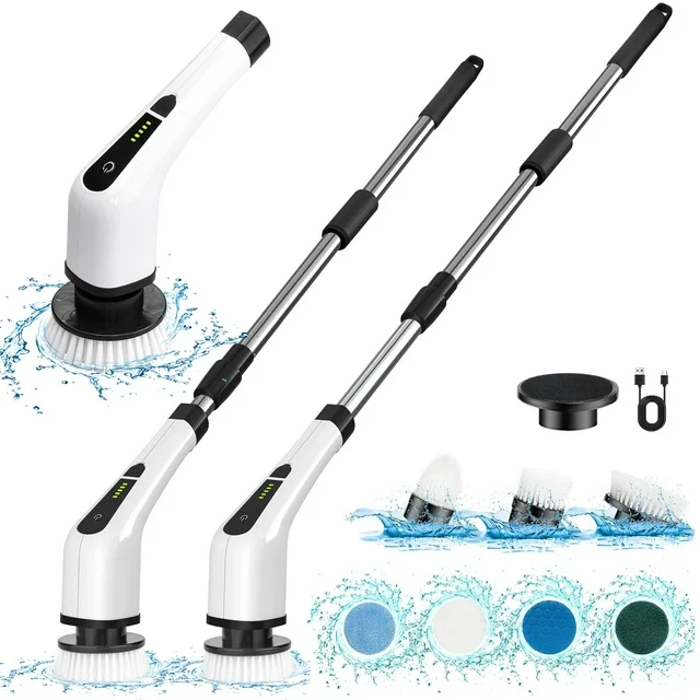 Effortless Cleaning Made Easy: Electric Spin Scrubber – Cordless Bath Tub Power Scrubber with Long Handle and 7 Replaceable Heads. Detachable for Short Handle Use, Perfect for Shower Cleaning, Bathroom, and Tile Floor Maintenance Effortless Cleaning Made Easy: Electric Spin Scrubber – Cordless Bath Tub Power Scrubber with Long Handle and 7 Replaceable Heads. Detachable for Short Handle Use, Perfect for Shower Cleaning, Bathroom, and Tile Floor Maintenance