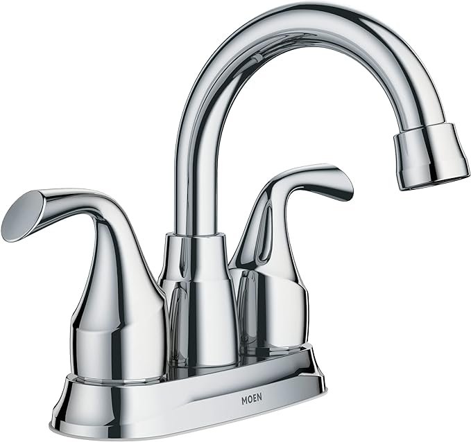 Moen Idora Chrome Two-Handle Centerset Bathroom Sink Faucet with Drain Assembly, 84115