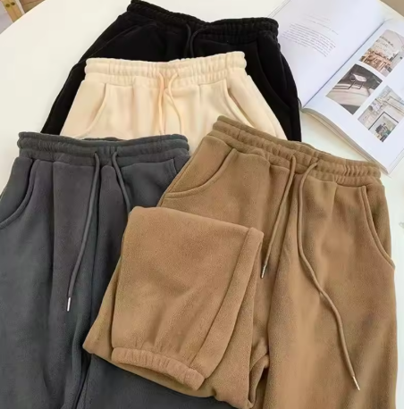 Women Winter Thick Warm Trousers Warm Double-sided Polar Fleece Harem Pants Casual Sports High Waist Comfortable Baggy Long Pant